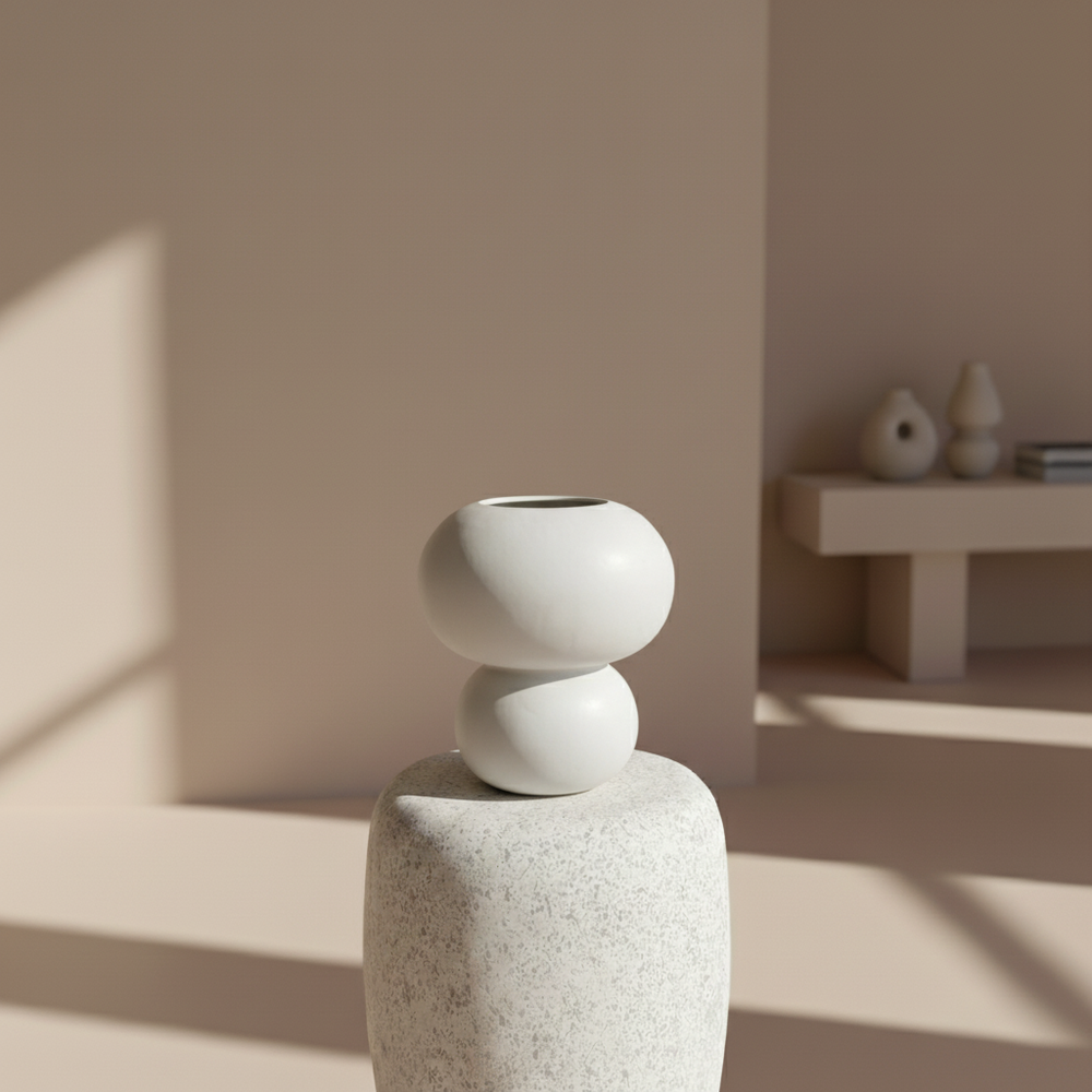 White ceramic bubble shaped vase
